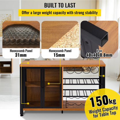 VV-BCHJG-PZ-47in - Versatile Industrial Bar Cabinet for Living Room & Dining Decor