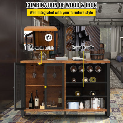 VV-BCHJG-PZ-47in - Versatile Industrial Bar Cabinet for Living Room & Dining Decor