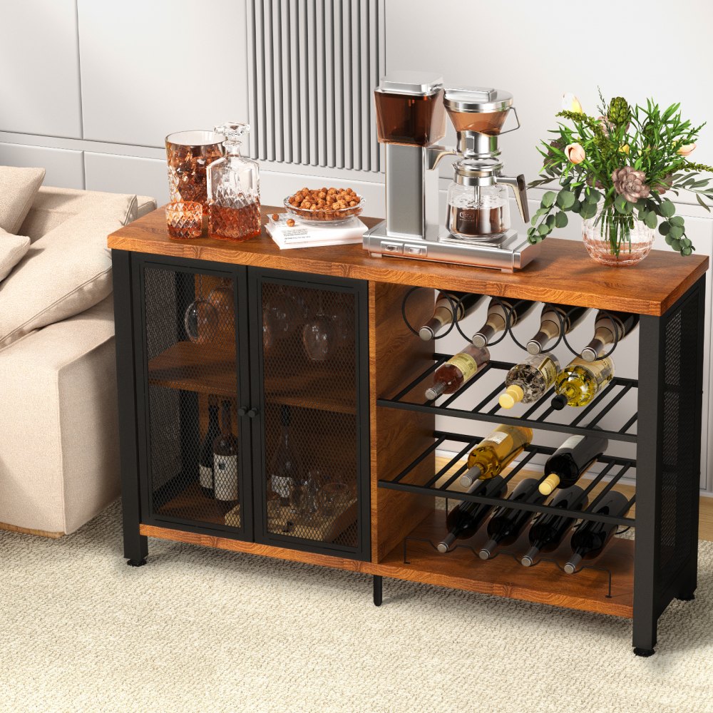 VV-BCHJG-PZ-47in - Versatile Industrial Bar Cabinet for Living Room & Dining Decor