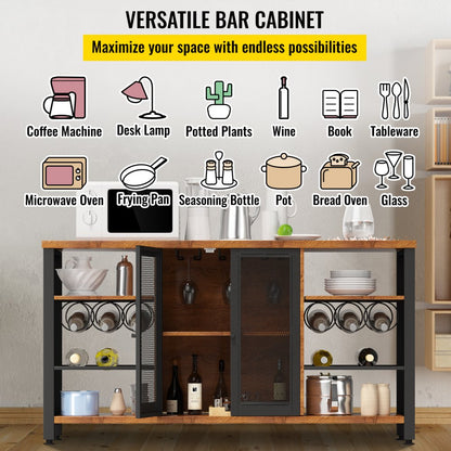 VV-BCHJG-ZZ-55in - Industrial Bar Cabinet for 24 Bottles & Glass Storage