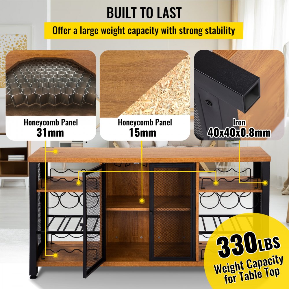 VV-BCHJG-ZZ-55in - Industrial Bar Cabinet for 24 Bottles & Glass Storage