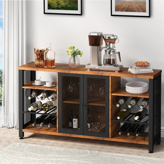 VV-BCHJG-ZZ-55in - Industrial Bar Cabinet for 24 Bottles & Glass Storage