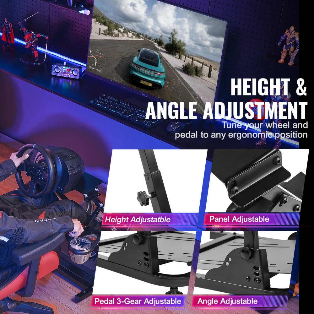 G920ZDJ - Heavy-Duty Carbon Steel Racing Wheel Stand for Thrilling Gaming