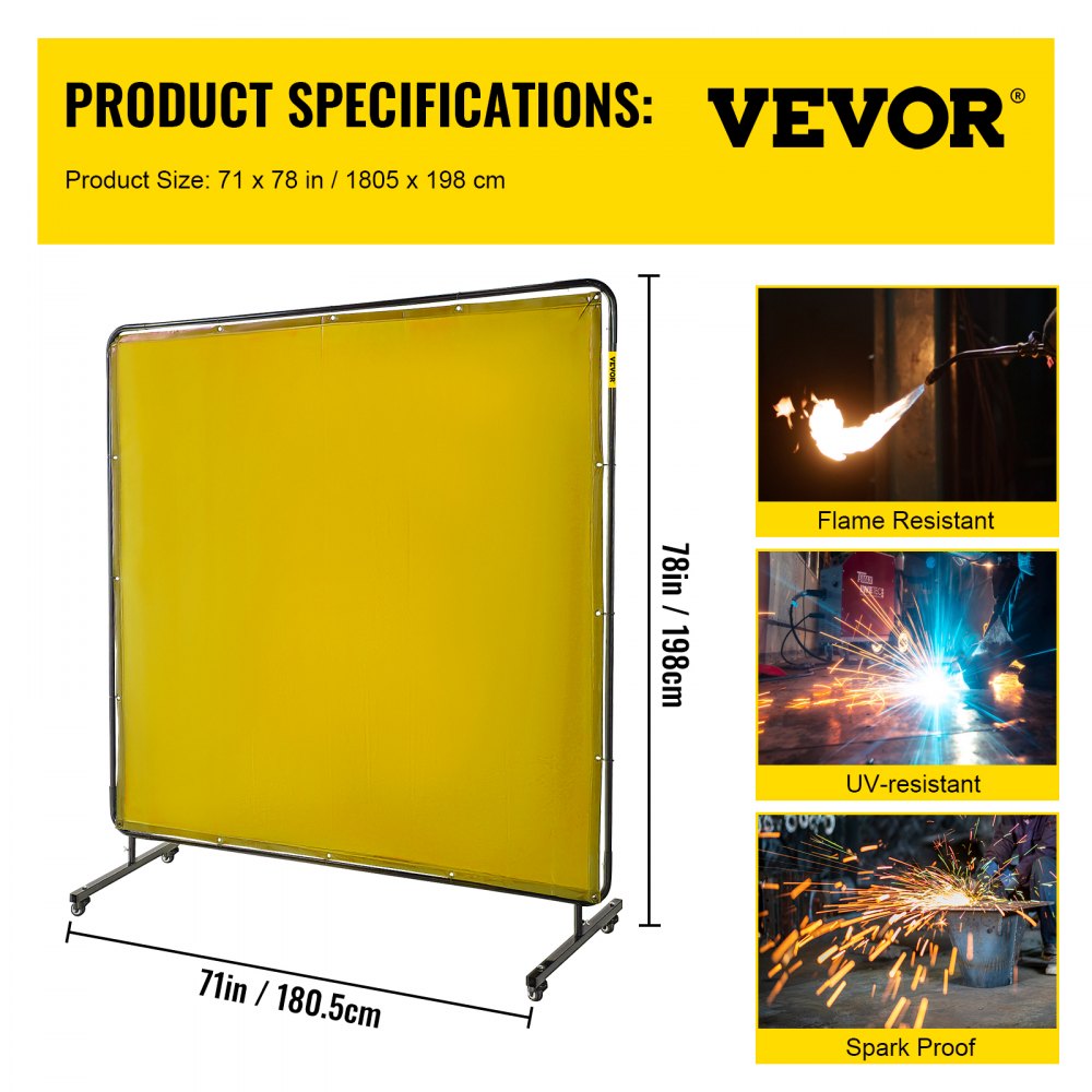 010171151053 - 6' x 6' Flame-Resistant Welding Screen with Mobile Frame
