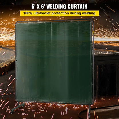 010871638485 - 6' x 6' Flameproof Welding Screen with Steel Frame & Wheels