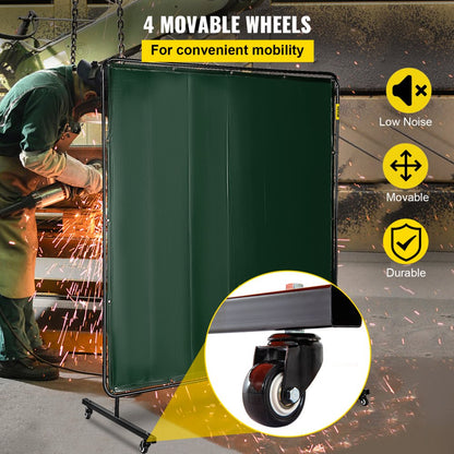 010871638485 - 6' x 6' Flameproof Welding Screen with Steel Frame & Wheels