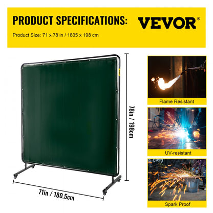 010871638485 - 6' x 6' Flameproof Welding Screen with Steel Frame & Wheels