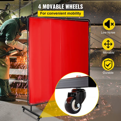 010666356335 - 6' Flame-Resistant Welding Screen on Wheels with Carbon Steel Frame