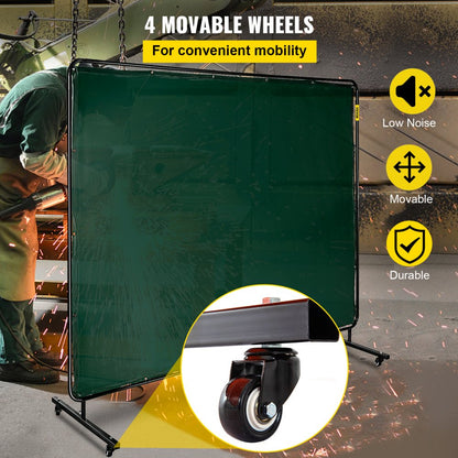 010460804961 - 6' x 8' Portable Welding Screen with Flame-Resistant Vinyl