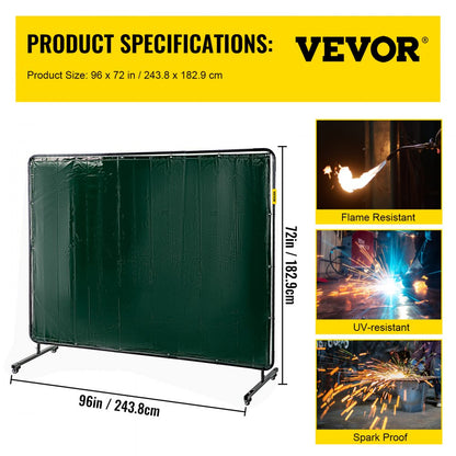 010460804961 - 6' x 8' Portable Welding Screen with Flame-Resistant Vinyl