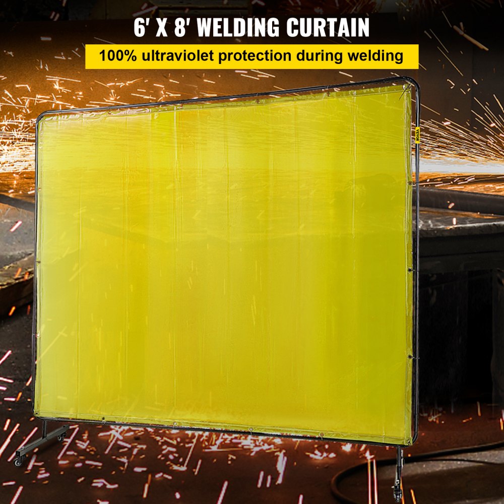 010296630769 - 6' x 8' Flame-Resistant Welding Screen with Mobile Steel Frame