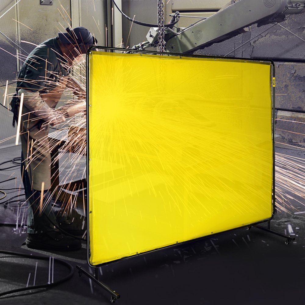 010296630769 - 6' x 8' Flame-Resistant Welding Screen with Mobile Steel Frame