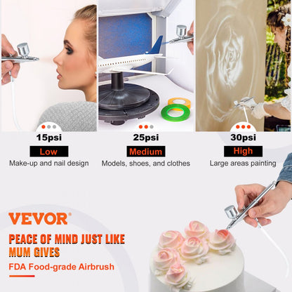 010798203876 - VEVOR Portable Airbrush Set with 0.2mm to 0.5mm Tips