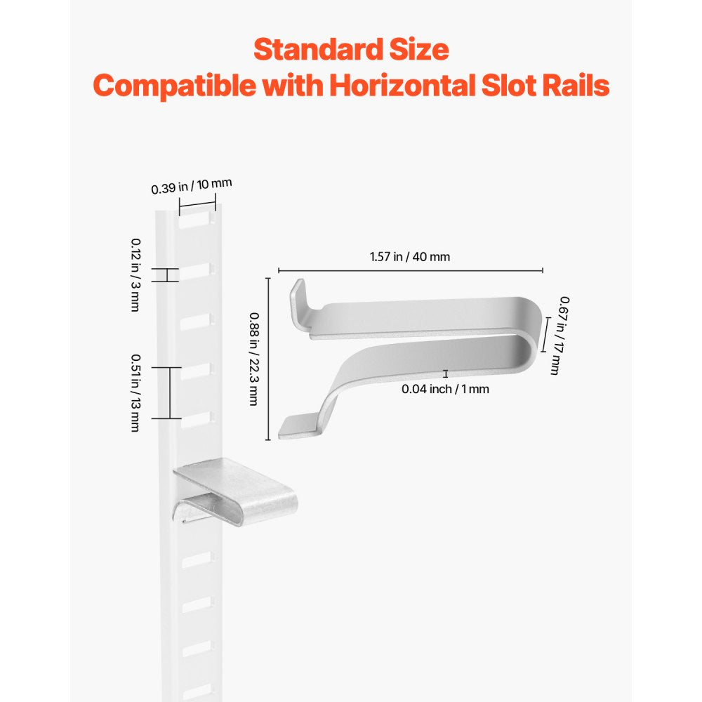 GJ01 - Adjustable Durable Shelf Clips for Slotted Rails, 40 Pack