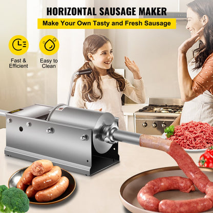 HS-3L - 3L Stainless Steel Sausage Stuffer with 5 Tubes