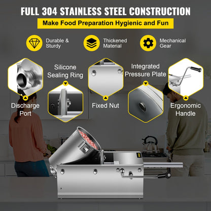 HS-3L - 3L Stainless Steel Sausage Stuffer with 5 Tubes