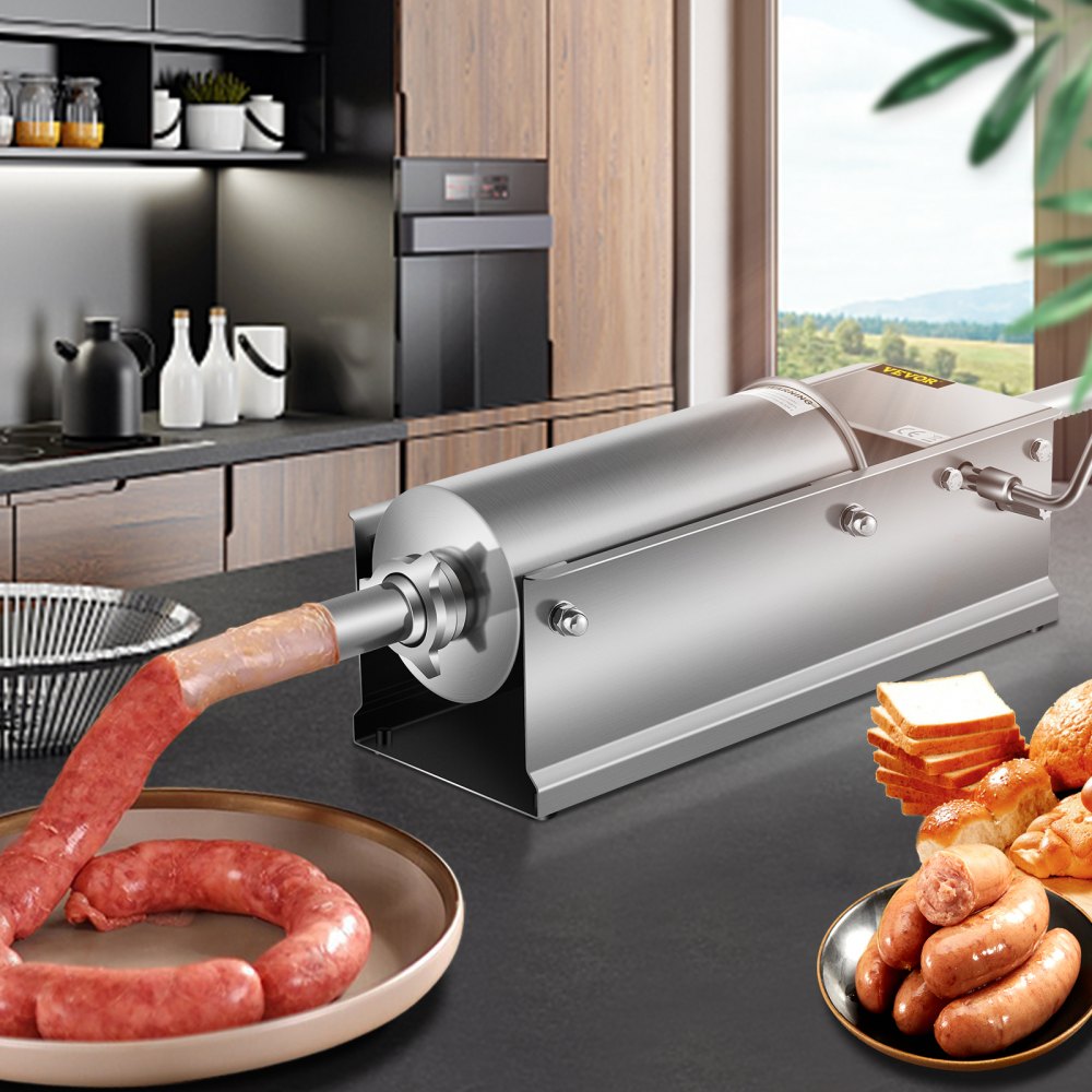 HS-5L - 5L Stainless Steel Sausage Stuffer with 5 Nozzles & Speed Control
