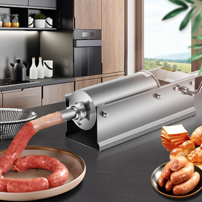 HS-5L - 5L Stainless Steel Sausage Stuffer with 5 Nozzles & Speed Control