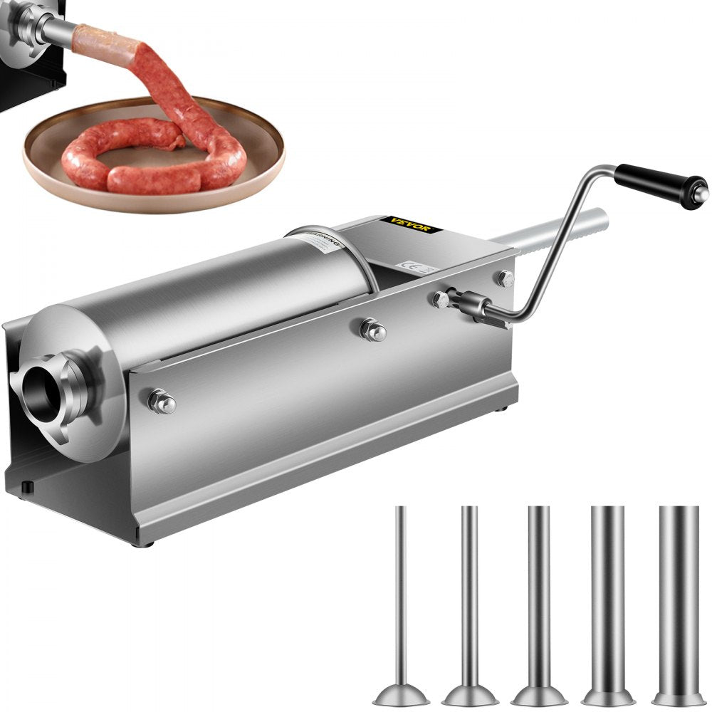 HS-5L - 5L Stainless Steel Sausage Stuffer with 5 Nozzles & Speed Control