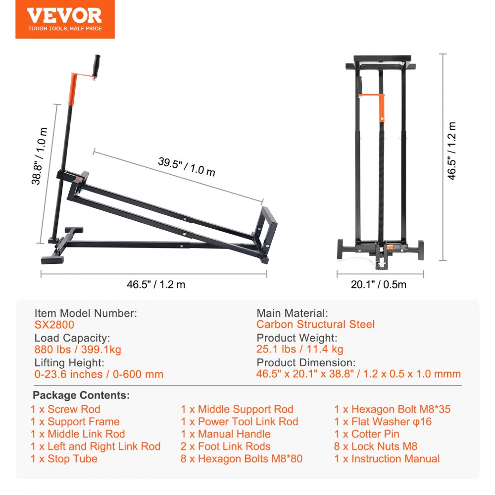 SX2800 - Heavy Duty Lawn Mower Lift Jack with Tool-Free Operation
