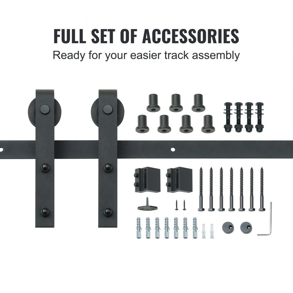 004-2.44M-D - Heavy-Duty 10FT Sliding Barn Door Kit, Fits 5.2FT Openings