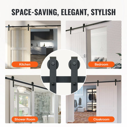 004-2.44M-D - Heavy-Duty 10FT Sliding Barn Door Kit, Fits 5.2FT Openings