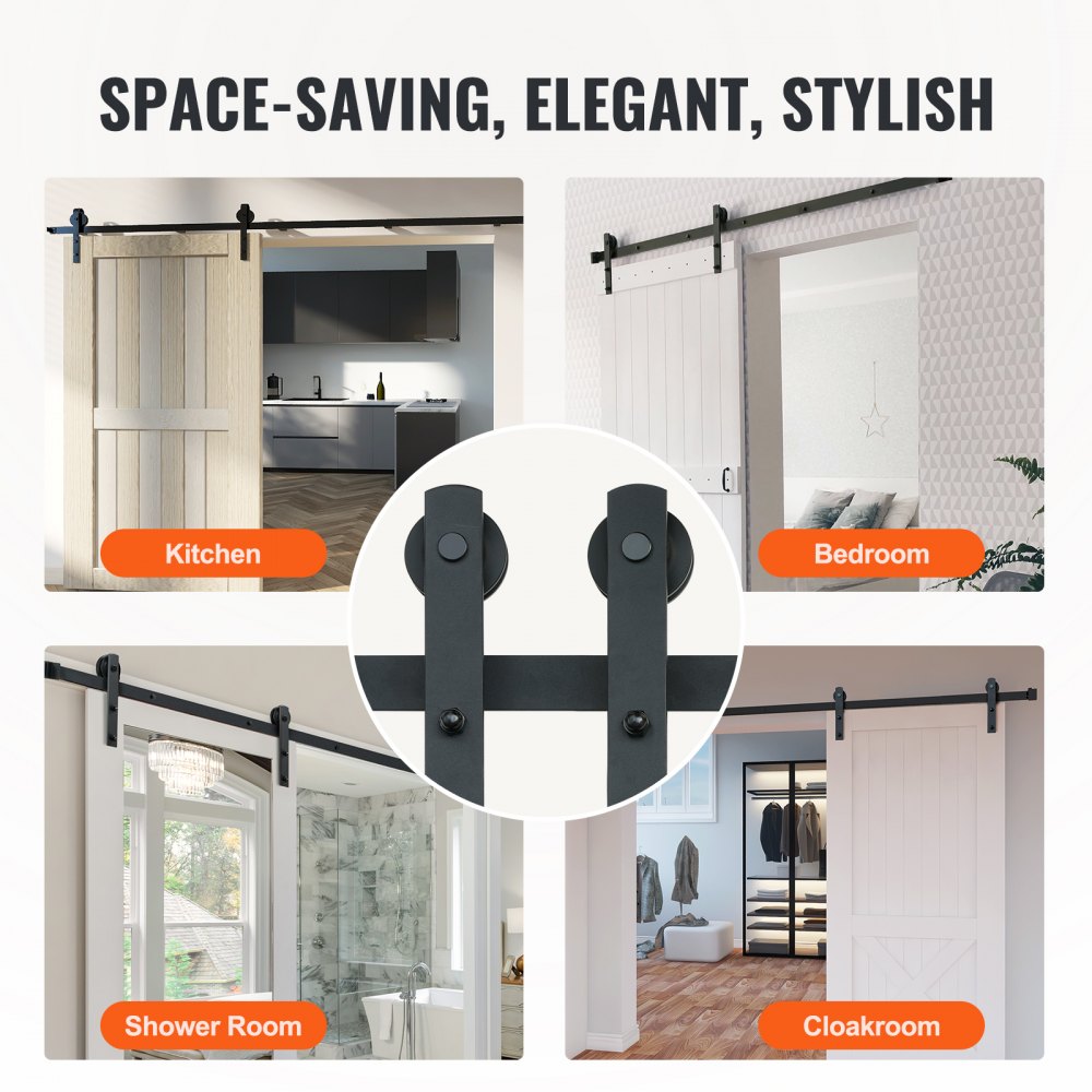 010-2.44m-D - 10FT VEVOR Barn Door Hardware Kit for 330LBS Doors