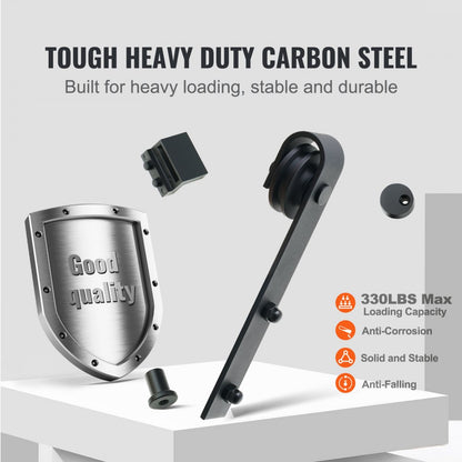 004-2.44M - Heavy-Duty 8FT Barn Door Hardware, Silent Pulley System