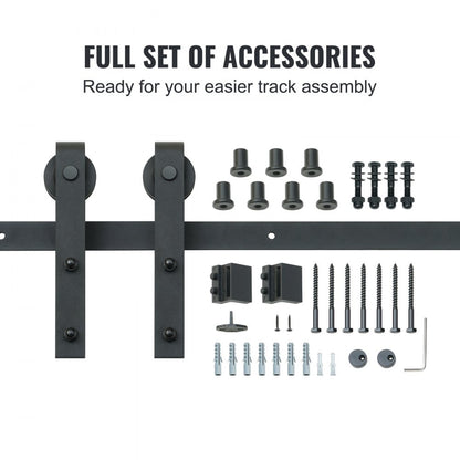 004-2.44M - Heavy-Duty 8FT Barn Door Hardware, Silent Pulley System