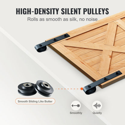 004-2.44M - Heavy-Duty 8FT Barn Door Hardware, Silent Pulley System
