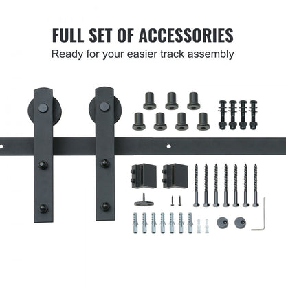 004-2.44m - 8FT Heavy-Duty Barn Door Kit, Supports 330 lbs