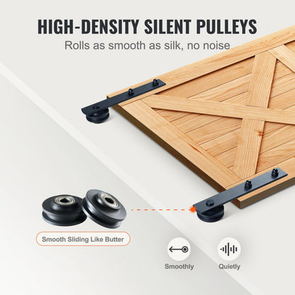 004-2.44m - 8FT Heavy-Duty Barn Door Kit, Supports 330 lbs