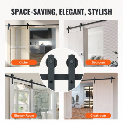 004-2.44m - 8FT Heavy-Duty Barn Door Kit, Supports 330 lbs