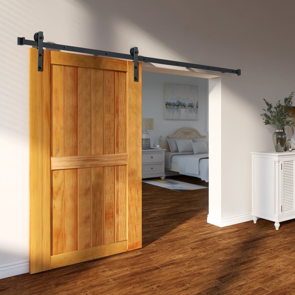 004-2.44m - 8FT Heavy-Duty Barn Door Kit, Supports 330 lbs