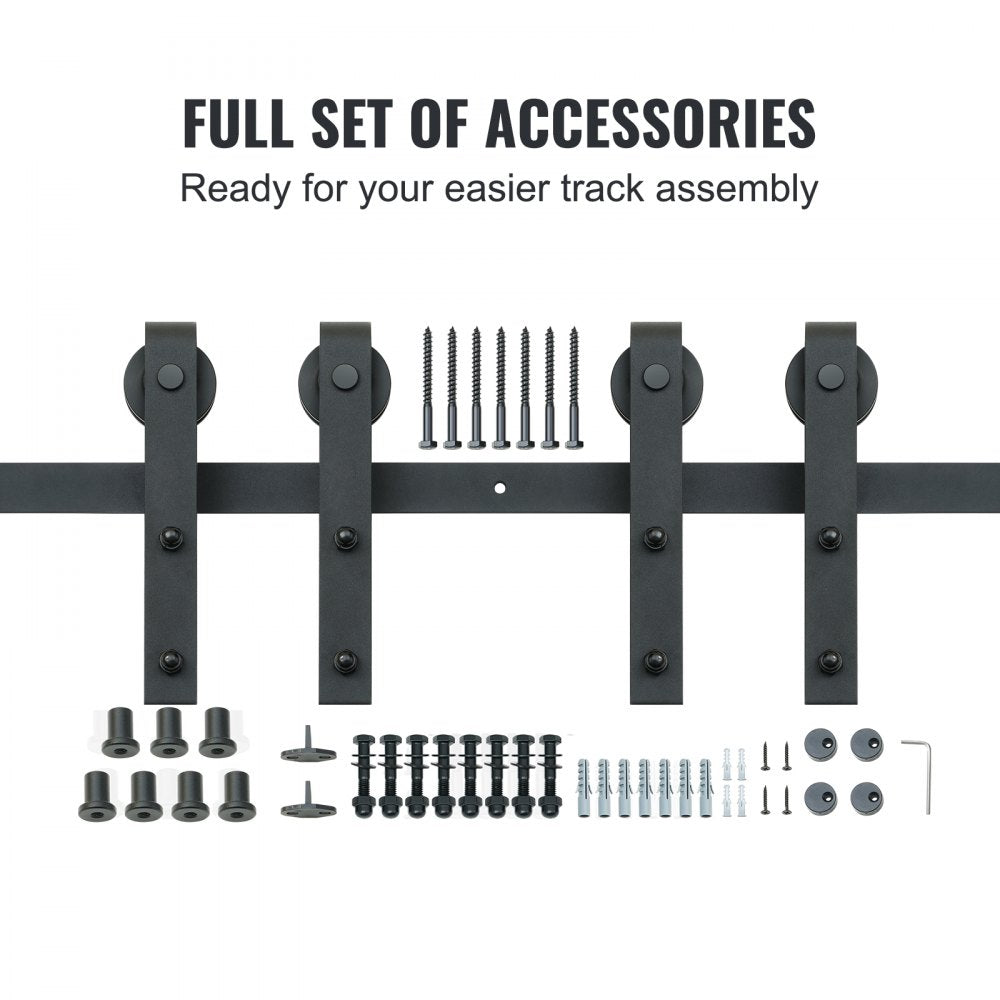 004-3.0M - Heavy-Duty 8FT Barn Door Kit for Double Doors, 330LBS Capacity