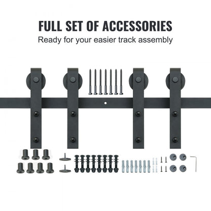 004-3.0M - Heavy-Duty 8FT Barn Door Kit for Double Doors, 330LBS Capacity