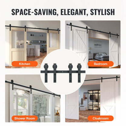 004-3.0M - Heavy-Duty 8FT Barn Door Kit for Double Doors, 330LBS Capacity