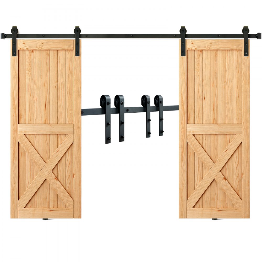 004-3.0M - Heavy-Duty 8FT Barn Door Kit for Double Doors, 330LBS Capacity