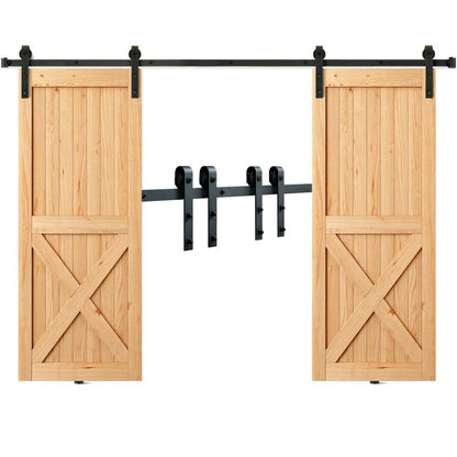 004-3.0M - Heavy-Duty 8FT Barn Door Kit for Double Doors, 330LBS Capacity