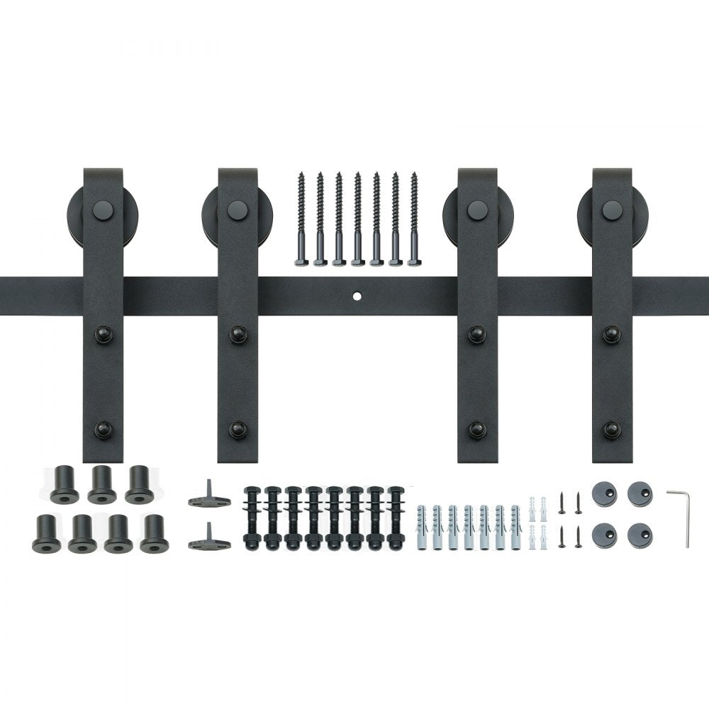 004-3.0M - Heavy-Duty 8FT Barn Door Kit for Double Doors, 330LBS Capacity