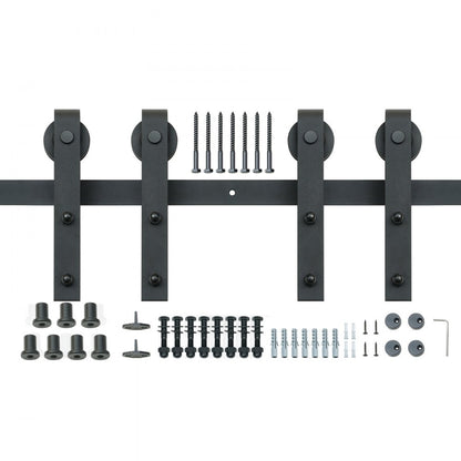 004-3.0M - Heavy-Duty 8FT Barn Door Kit for Double Doors, 330LBS Capacity