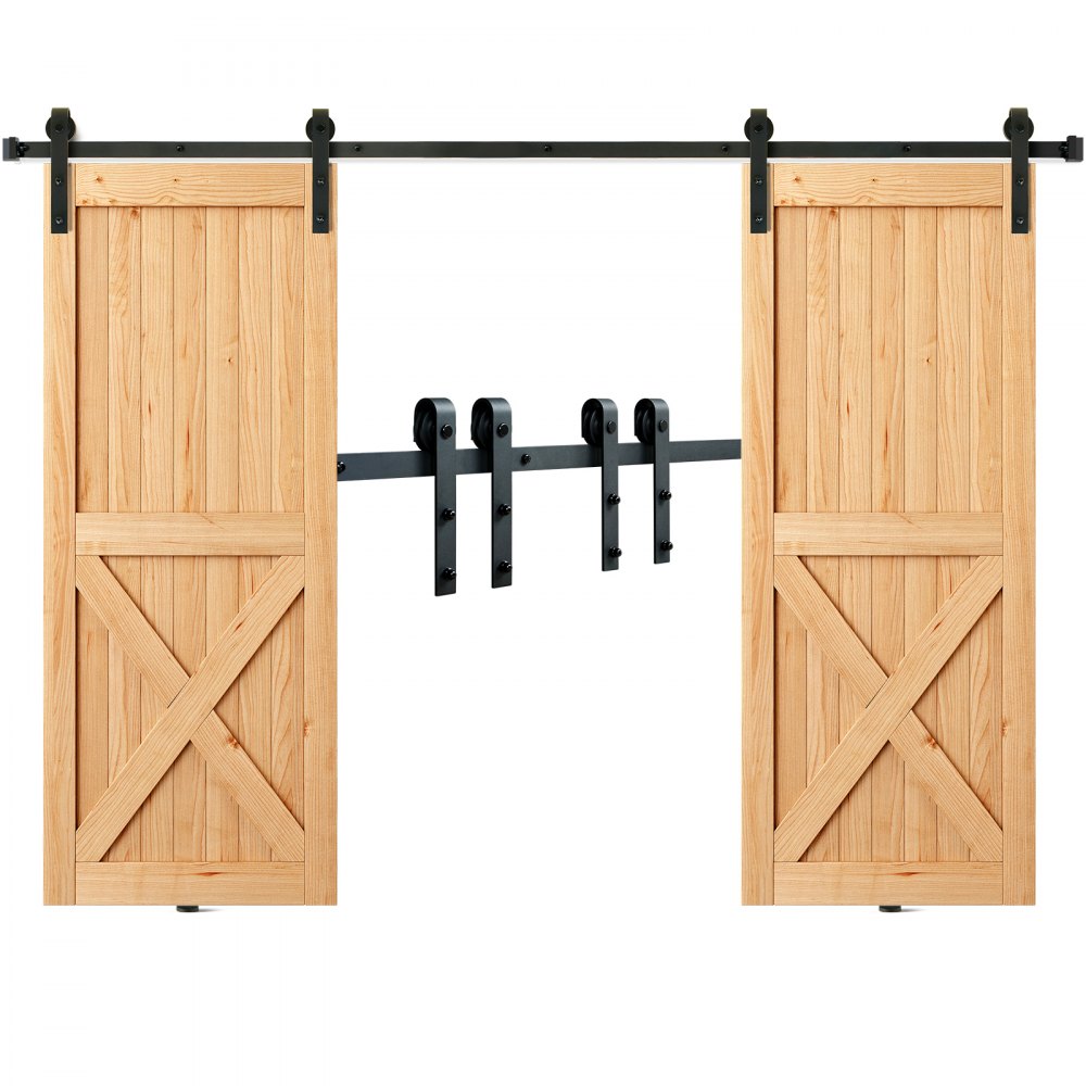 004-3.0M - Heavy-Duty 8FT Barn Door Kit for Double Doors, 330LBS Capacity