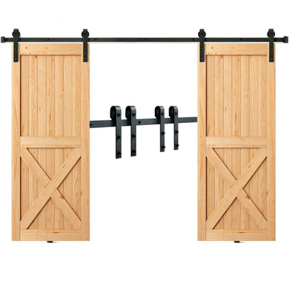 004-3.0M - Heavy-Duty 8FT Barn Door Kit for Double Doors, 330LBS Capacity
