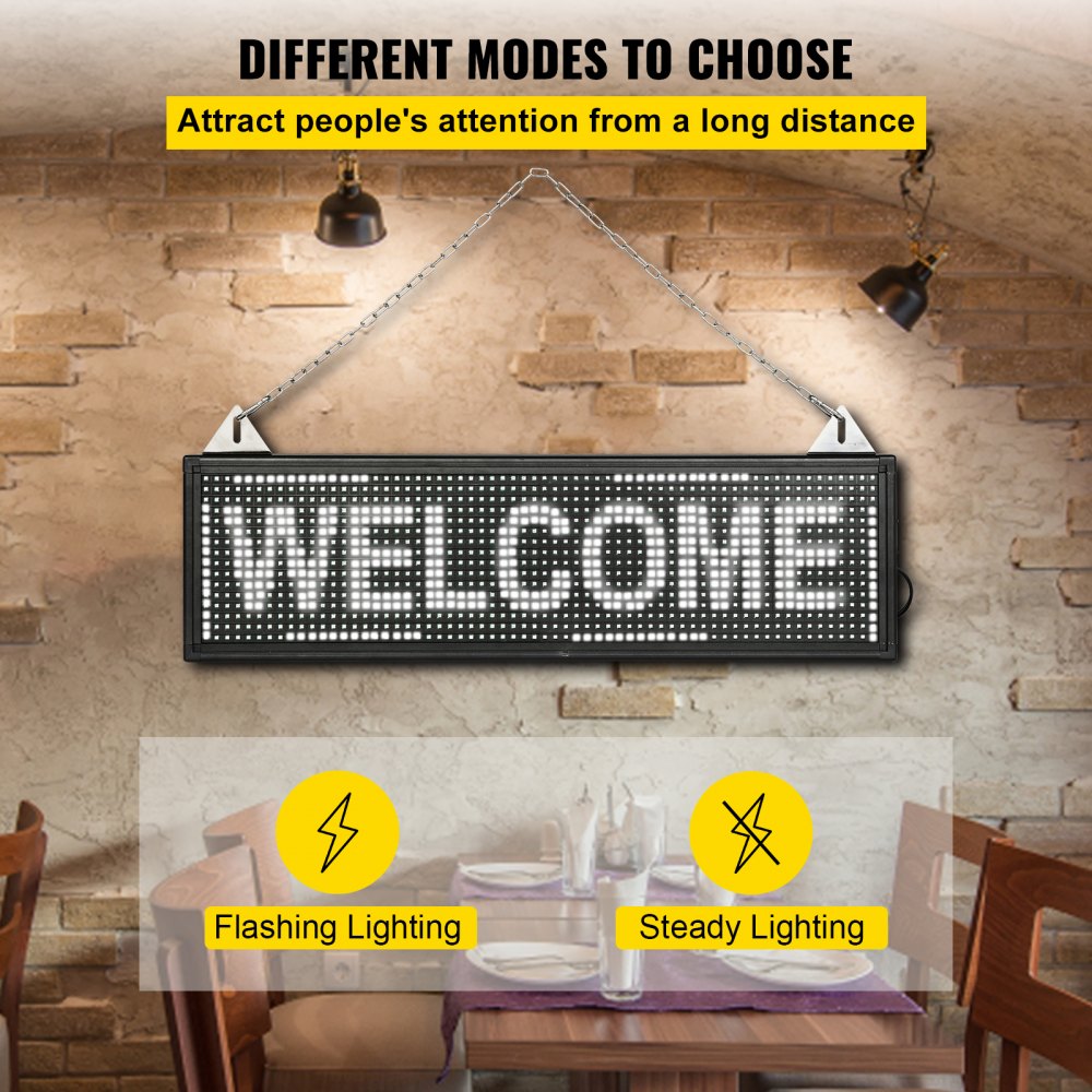 010219740152 - 64"x16" Indoor LED Scrolling Sign with WiFi/USB Control