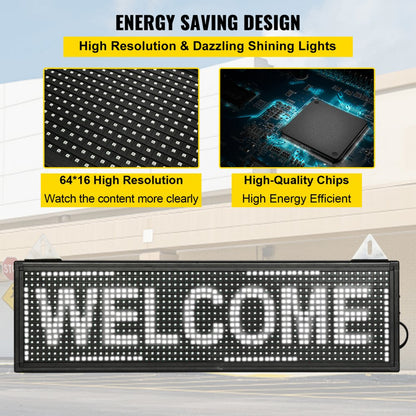 010219740152 - 64"x16" Indoor LED Scrolling Sign with WiFi/USB Control