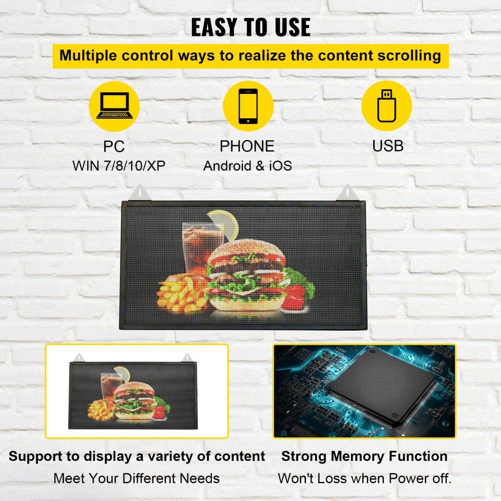 010251900042 - 27" x 14" VEVOR WiFi LED Scrolling Sign