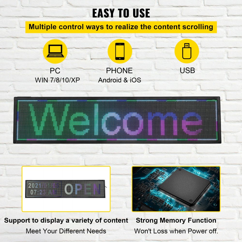 010375710187 - 40" LED Scrolling Sign with WiFi & USB Controls