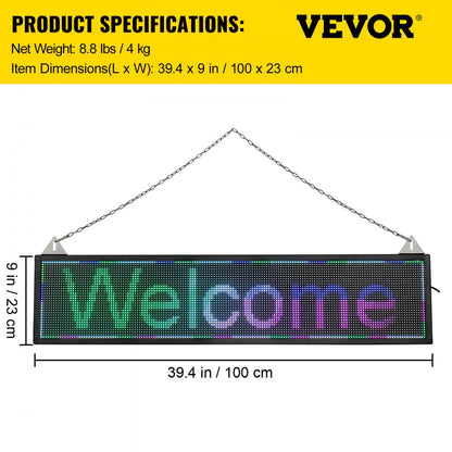 010375710187 - 40" LED Scrolling Sign with WiFi & USB Controls