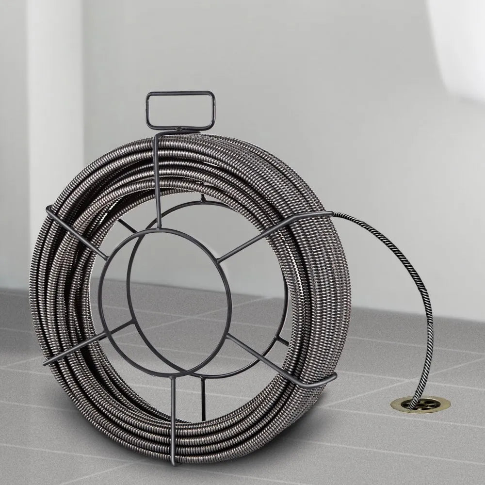 010889482595 - 100ft Heavy-Duty Drain Cleaning Cable with 4 Cutters