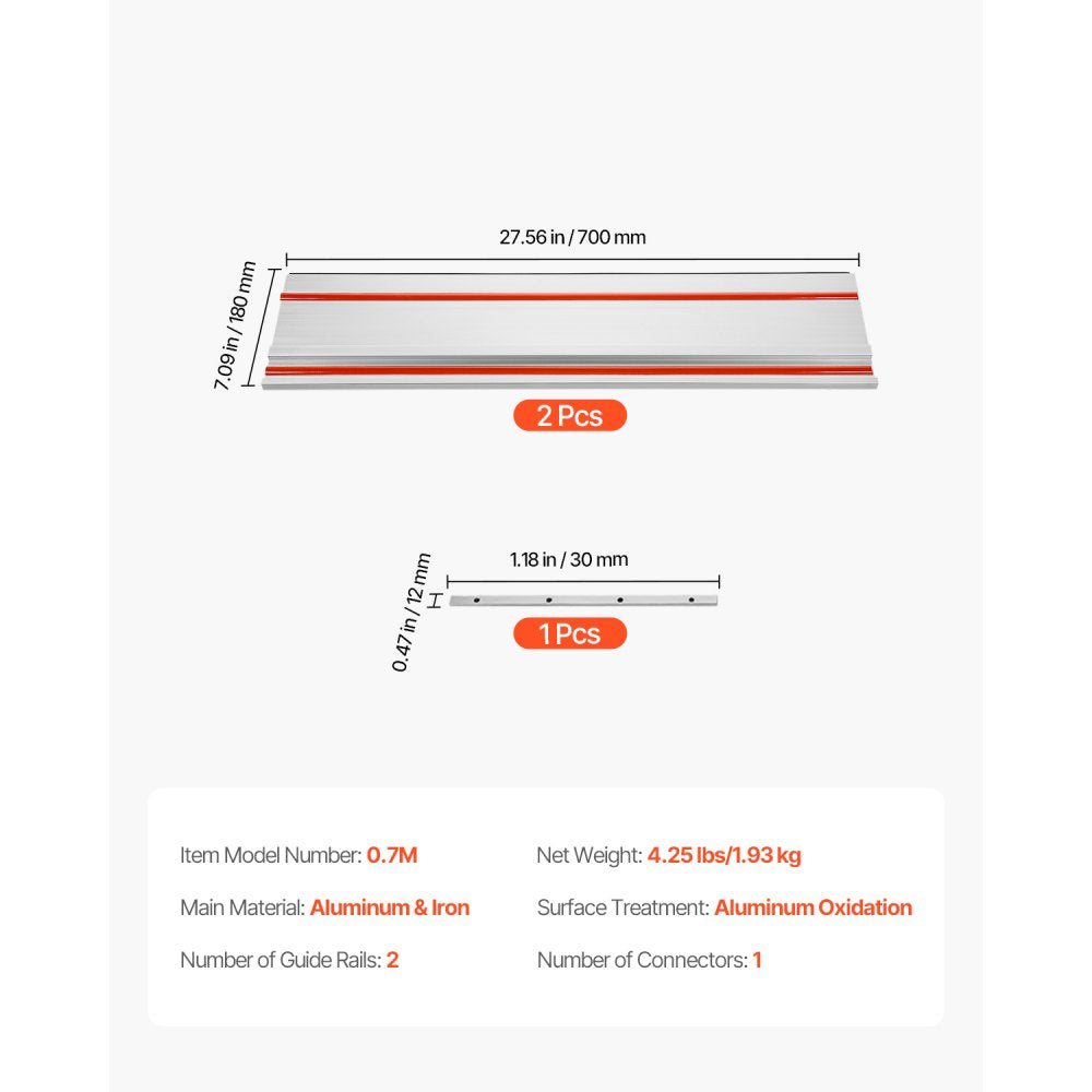 0.7M - Premium 27.5 in Track Saw Guide Rail Kit for Precise Cuts
